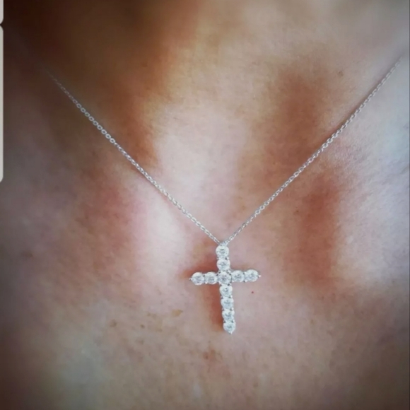 Cross Pendant Necklace with Chain 925 STAMPED Women's Men's - Picture 6 of 10